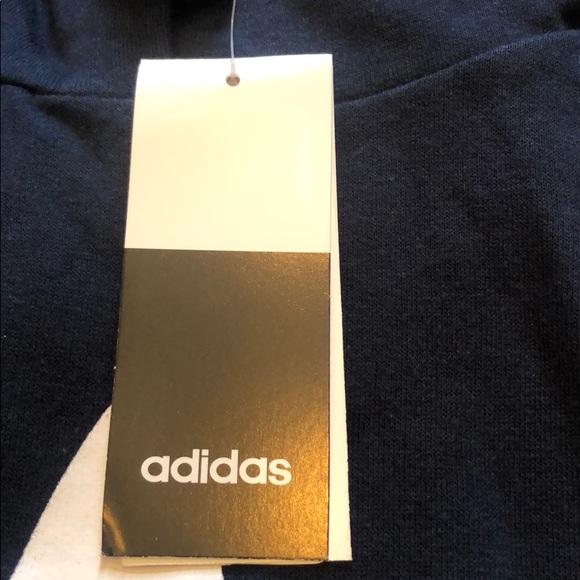 NWT Mens Adidas Navy Blue Trefoil Fleece Hoodie - Picture 11 of 11